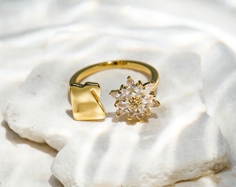 Egypt Watan Ring | Lotus Flower and Map Jewelry | Egyptian Homeland Ring | Cultural Heritage Jewelry for Women | Country Gold Ring