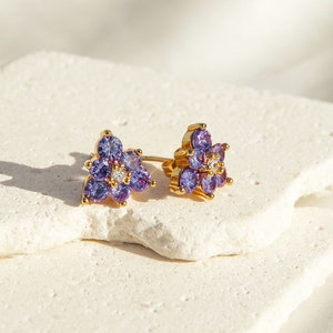 Iris Studs | Purple Flower Earrings for Women | Dainty Floral Stud Jewelry | Nature Inspired Earrings | Everyday Gift for Her