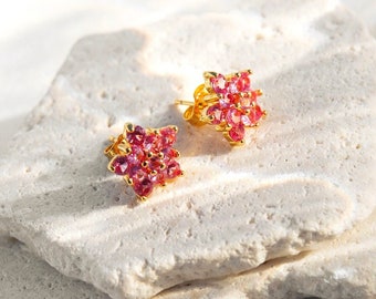 Pink Rose Studs, Rose Flower Earrings, Flower Earrings