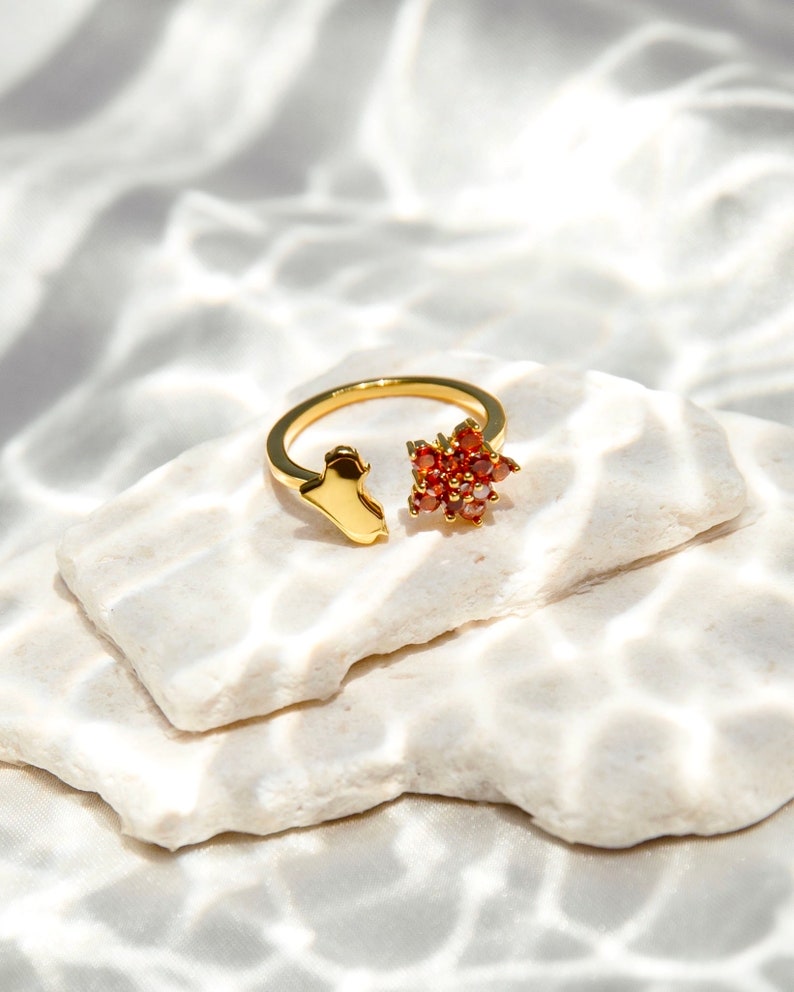 Iraq Gold Rings Iraq Watan Ring | Map + Red Rose Ring | Gold Plated Homeland Jewelry - Etsy