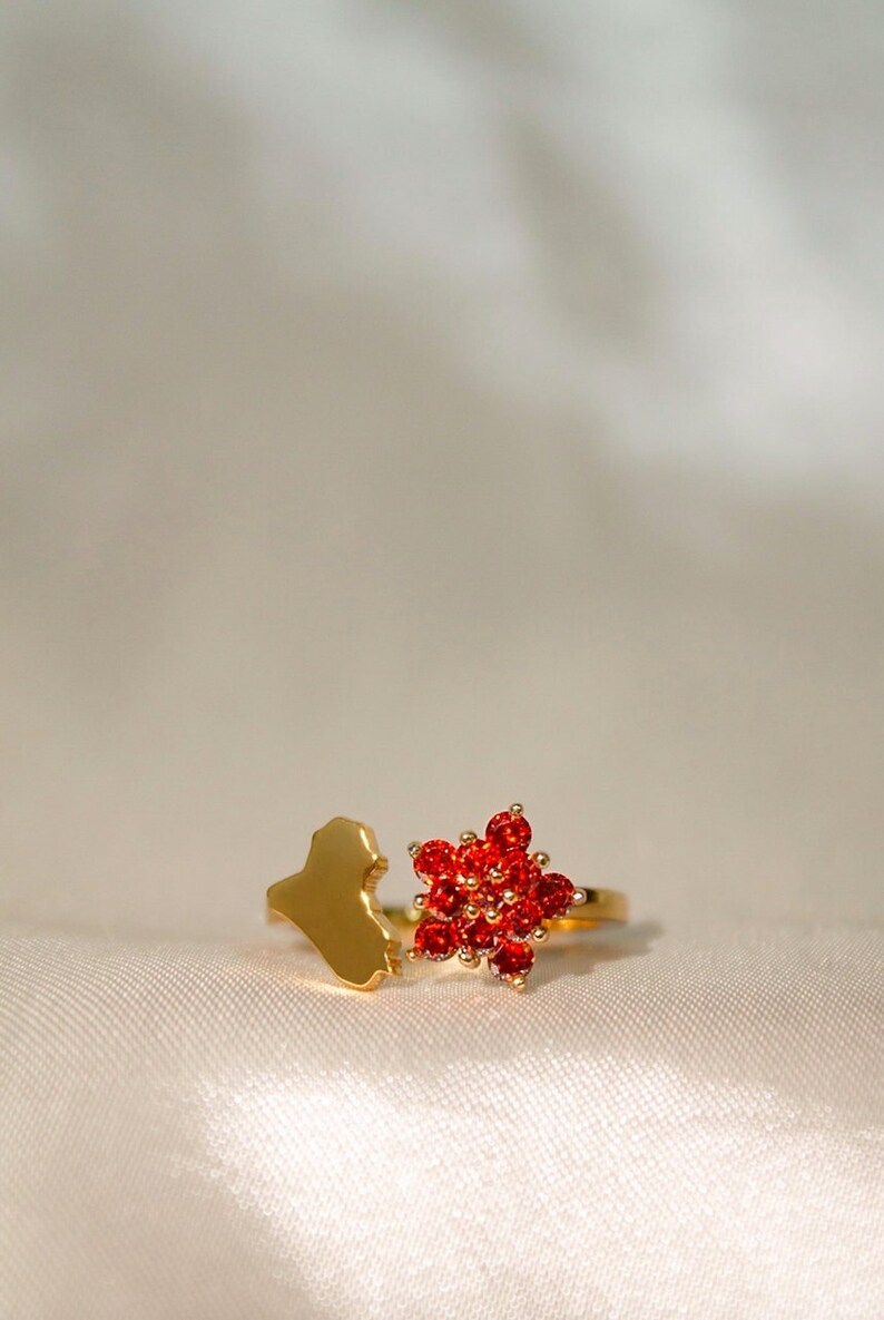 Iraq Gold Rings Iraq Watan Ring | Map + Red Rose Ring | Gold Plated Homeland Jewelry - Etsy