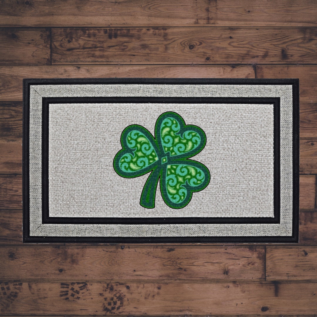 St Patrick's Day Doormat, Irish Mat, Shamrock, Four Leaf Clover