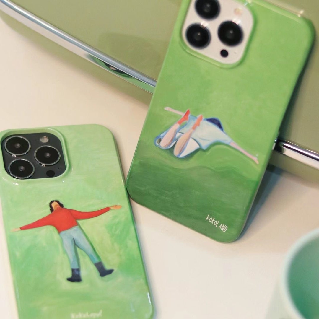 Green Oil Painting Phone Case Aesthetic Iphone 14 13 12 11 Pro Etsy