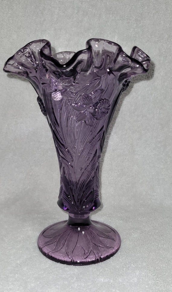 Fenton Purple Daffodils Vase Etsy
