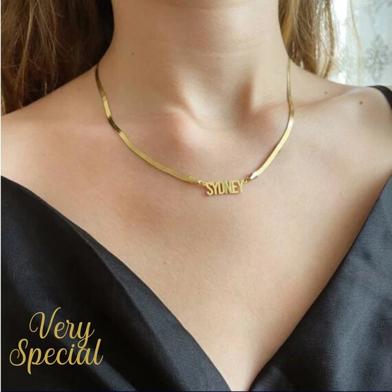 Name Necklace Gold Customized 14kt 