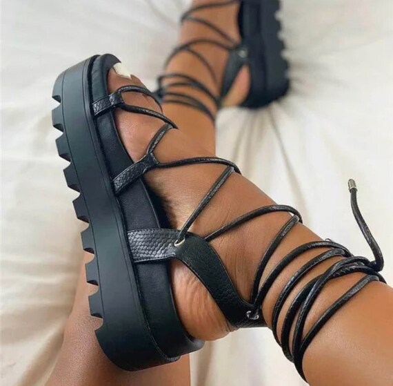 tie up platform sandals