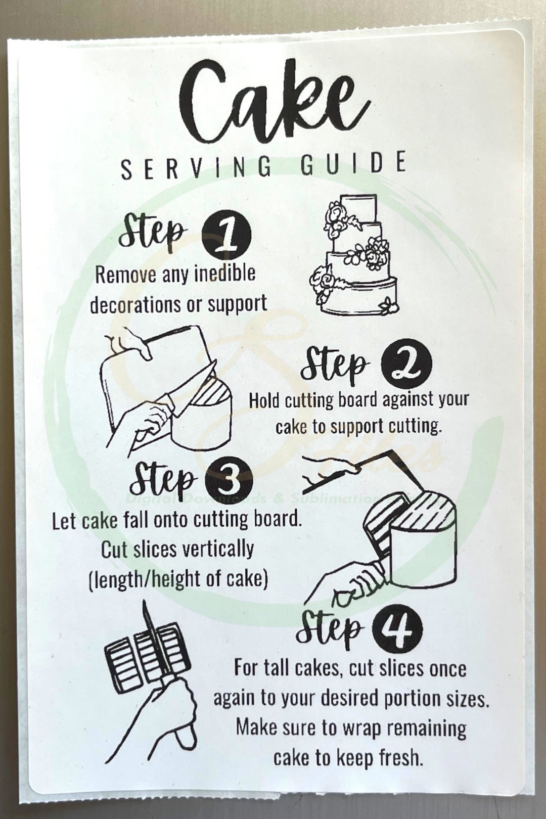 4x6 Labels, Cake Box Labels, Cake Serving Labels, Cake Serving Guide, Small Business Labels