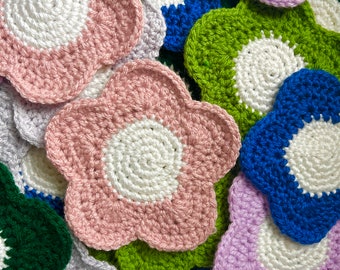 Crochet Coaster | Flower Coasters | Y2K Home Decor | Crochet Coasters | 2000s | Daisy Coaster | Danish Pastel
