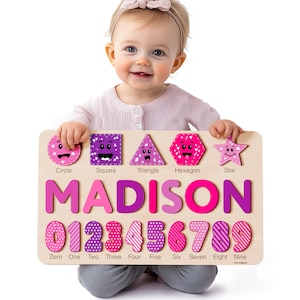 Baby Gift for Girl and Boy 0 1 2 3 Year Old, Personalized Puzzle for Kid, 1 Year Old Kid Gifts, Customized Baby Gift, Educational Name Toy