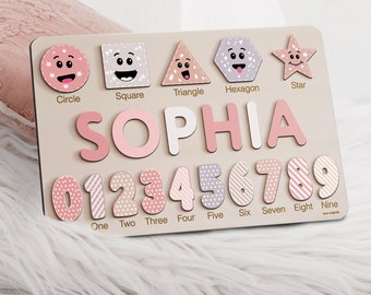 Wooden Busy Board Puzzle | Personalized Name Puzzle Toy | Baby Girl Gift | Nursery Decor | First Christmas Gift | Wood Toys for One Year Old