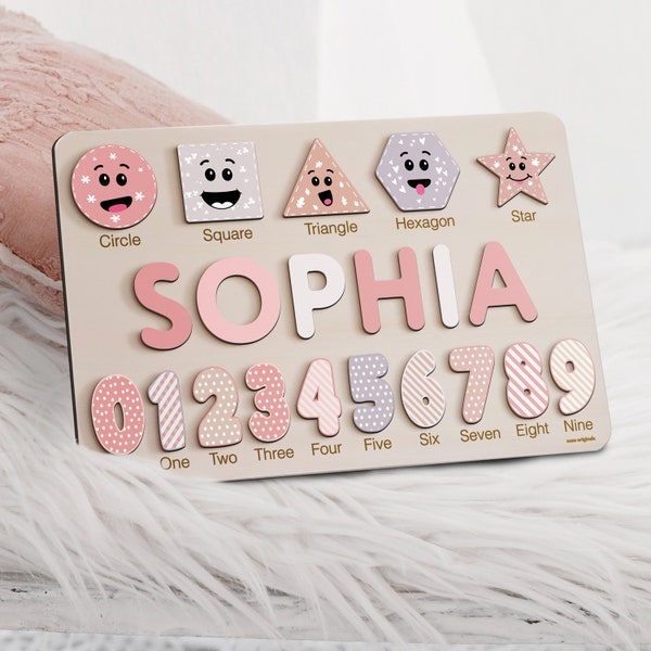 Wooden Busy Board Puzzle | Personalized Name Puzzle Toy | Baby Girl Gift | Nursery Decor | First Christmas Gift | Wood Toys for One Year Old