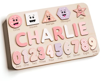 Personalized Wooden Name Puzzle for Kids, Custom Baby Gifts for Boys and Girls, Easter or First Birthday, Montessori Toys for Toddlers 1-3