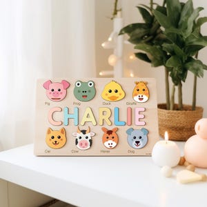 New Baby Gift, Wood Name Puzzle for Toddler, Custom Gift for Kids, Custom Puzzle, Toy for 6 Months, Wood Toy for One Year Old, Sensory Toy