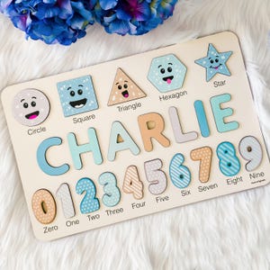 Custom Baby Gifts for Boys and Girls, Personalized Toys for Baby, Toddlers Name Puzzle, Wooden Name Puzzle, Custom Baby Shower Gift