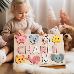 Wooden Busy Board, Unique Baby Gift, Toys for Kids, Newborn Gift, Baby First Christmas Gift, Kid First Birthday Gift, Wood Name Puzzle