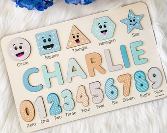 Custom Baby Gifts for Boys and Girls, Personalized Toys for Baby, Toddlers Name Puzzle, Wooden Name Puzzle, Custom Baby Shower Gift