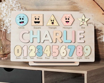 Name Puzzle | Baby Gift for Birthday | Baby Girl Gift | Toddler Puzzle Toy, Wooden Name Letter | Baby Personalize Name Puzzle Christmas Gift