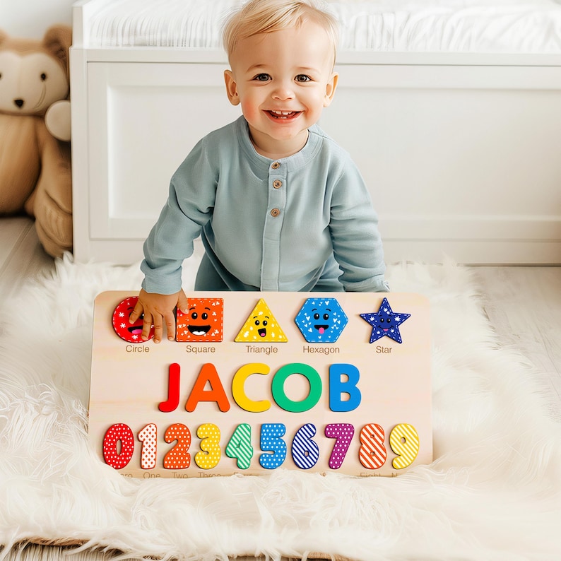 First Birthday Gift, 1st Birthday Boy, 1st Birthday Gift Girl, Custom Baby Gift, Wooden Name Puzzle, Baby Gifts, 1 Year Old Gift