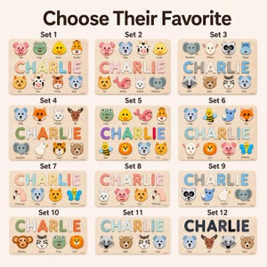 Animals Wooden Name Puzzle, 0-3 Years Old Personalized Gift: Patented and Certified Design bild 5