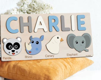 Wooden Name Puzzle For Newborn, Special New Baby Gift, Wood Toys for One Year Old, First Christmas, 1st Birthday, Customized Memorable Gifts