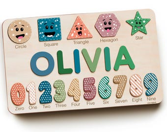 Personalized Name Puzzle for Toddlers 1-3, Customized Baby Girl Gift, Custom Baby Boy Gift, Wooden Name Puzzle for Kids, Custom Baby Stuff