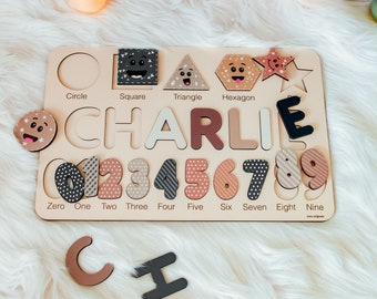 Wooden Personalized Handmade Name Puzzle | Custom Busy Board Puzzle | Baby Girl and Boy Gifts | Kid Christmas Gifts | Custom Toys for Baby