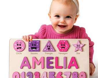 Wood Name Puzzle, Kid Gift, Toddler Name Puzzle, Baby Name Puzzle, Baby Gift, Baby Boy Gift, Baby Girl Gift, Toddler Gift, Birthday Gift