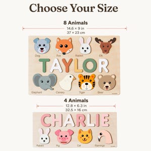 Animals Wooden Name Puzzle, 0-3 Years Old Personalized Gift: Patented and Certified Design bild 4