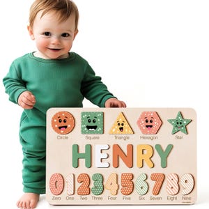 Puzzles for Toddlers Boy and Girl, Personalized Name Puzzle, 12 Month Toy, Baby Gifts, Baby Shower, Christmas, New Baby Gift