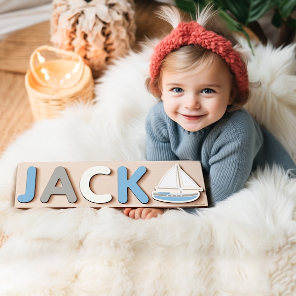 Toddler Name Puzzle, Baby Christmas Gifts, First Birthday Gift, Personalized Baby Girl and Boy Christmas Gift and Toy, Baby First Noel, Toy
