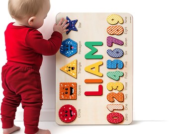Personalized Name Puzzle for Kids, Personalized Baby Gifts Custom Name Puzzles for Toddlers 1-3  1st Birthday for Girls & Boys