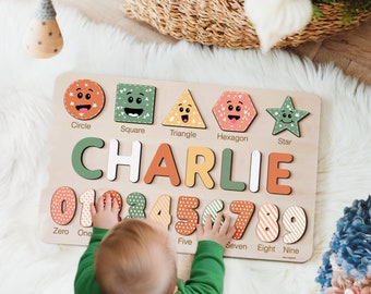Personalized Birthday Gift for Baby Boy and Girl, Custom Handmade Name Puzzle with Animals, Gift for Kids, Christmas Gifts,New Baby Gift