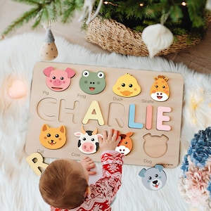 Baby Personalized Gift | 1 Year Old and Newborn Gifts | 1st Birthday Gift Girl | Personalized Wooden Name Puzzle | Baby Girl Name Puzzle