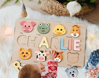 Baby Personalized Gift | 1 Year Old and Newborn Gifts | 1st Birthday Gift Girl | Personalized Wooden Name Puzzle | Baby Girl Name Puzzle