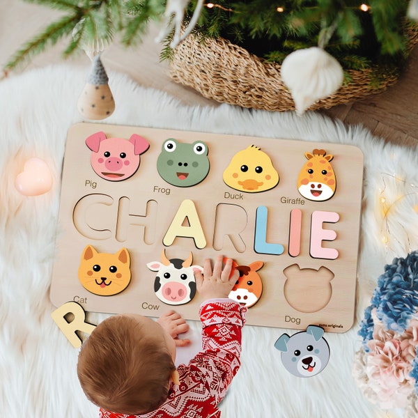 Baby Personalized Gift | 1 Year Old and Newborn Gifts | 1st Birthday Gift Girl | Personalized Wooden Name Puzzle | Baby Girl Name Puzzle