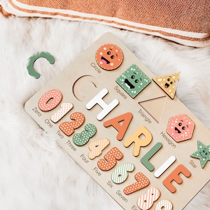 Wooden Name Puzzle, Gift for Kids, Name Puzzles for Toddlers, Montessori Baby Toys, First Birthday Gift, Baby Shower Gift