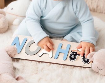 Baby Name Puzzle with Elements, Baby Christmas Gifts, First Birthday Gift, Personalized Baby Girl and Boy Christmas Gift and Toy, First Noel