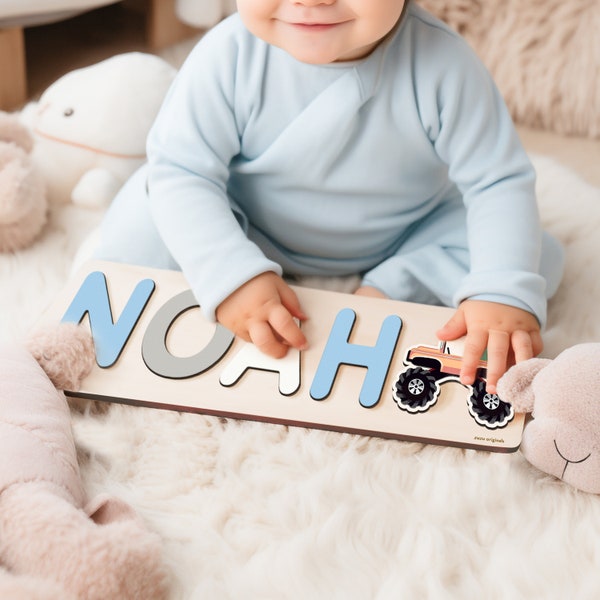Baby Name Puzzle with Elements, Baby Christmas Gifts, First Birthday Gift, Personalized Baby Girl and Boy Christmas Gift and Toy, First Noel