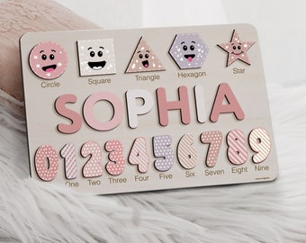 Wooden Busy Board Puzzle | Personalized Name Puzzle Toy | Baby Girl Gift | Nursery Decor | First Christmas Gift | Wood Toys for One Year Old