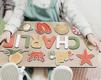 Custom Name Puzzle Busy Board | Personalized Baby Puzzle Gift | New Baby Gift | Montessori Busy Board Toy | Toddler Toy | Wooden Toys