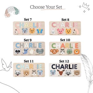 Wooden Busy Board Puzzle | Personalized Name Puzzle with Animals | Baby Girl and Boy Gift | First Christmas Gift | Wood Toy for One Year Old image 9