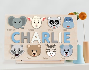 Christmas Gift, Wood Name Puzzle for Toddler, Personalized Puzzle, First Birthday Gift for Baby Boy Girl, Wooden Toys, Custom Baby Gift