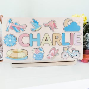 Wooden Personalized Name Puzzle | Personalized Busy Board Puzzle | Baby Girl and Boy Gifts | Kid Easter Gifts | Personalized Puzzle for Baby