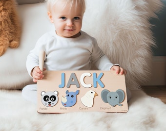 Puzzles for Toddlers by Zuzu Puzzle, Wooden Custom Name Puzzle Name Sign, Personalized Baby Puzzles, Baby Name Gifts, 12 Month Toy