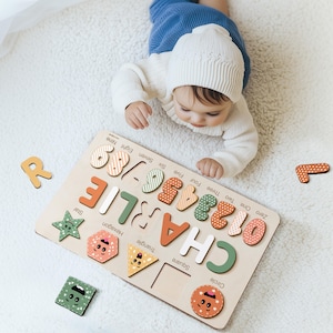 Toddler Custom Name Puzzle, Boy 1st Birthday, Girl 1st Birthday, Christmas Baby Gift, Personalized Baby Toys for 1 Year Old Boy Girl, Puzzle