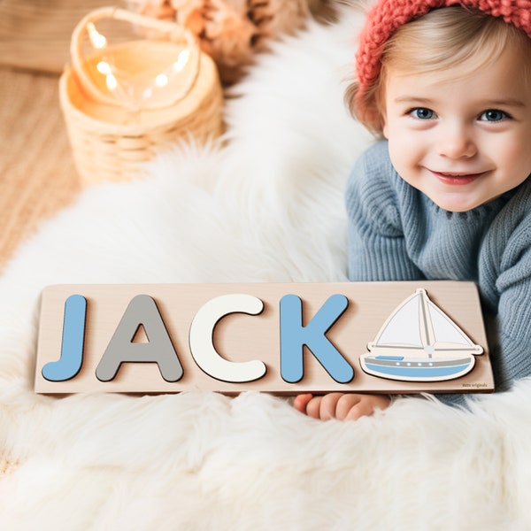 Personalized Baby Christmas Gift, Toddlers Christmas, Personalized Baby Wooden Name Puzzle,  First Christmas and Noel, Handmade Puzzles