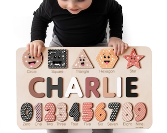 Personalized Name Puzzle, 1st Birthday Boy, 1st Birthday Gift Girl, Custom Baby Gift, Wooden Name Puzzle, Baby Gifts, 1 Year Birthday Gift