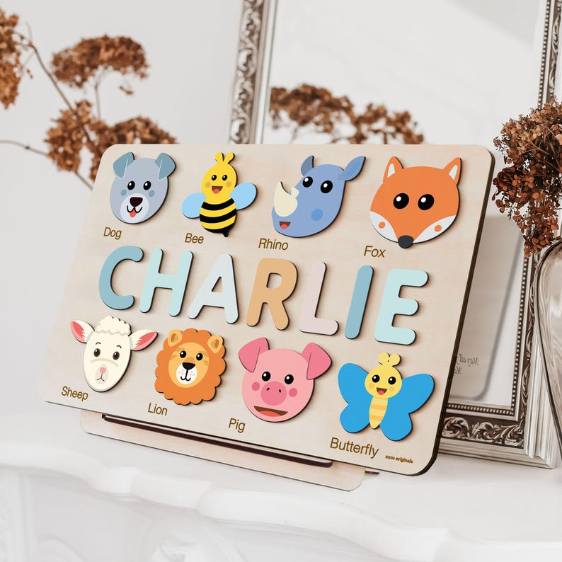Wooden Busy Board Name Puzzle | Personalized Name Puzzle Toy | Baby ...