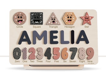 Boy and Girl Personalized Birthday Gift, Custom Handmade Name Puzzle with Animals, Gift for Kids, Christmas Gifts, Unique New Baby Gift