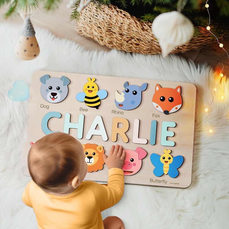 Wooden Busy Board Name Puzzle | Personalized Name Puzzle Toy | Baby ...